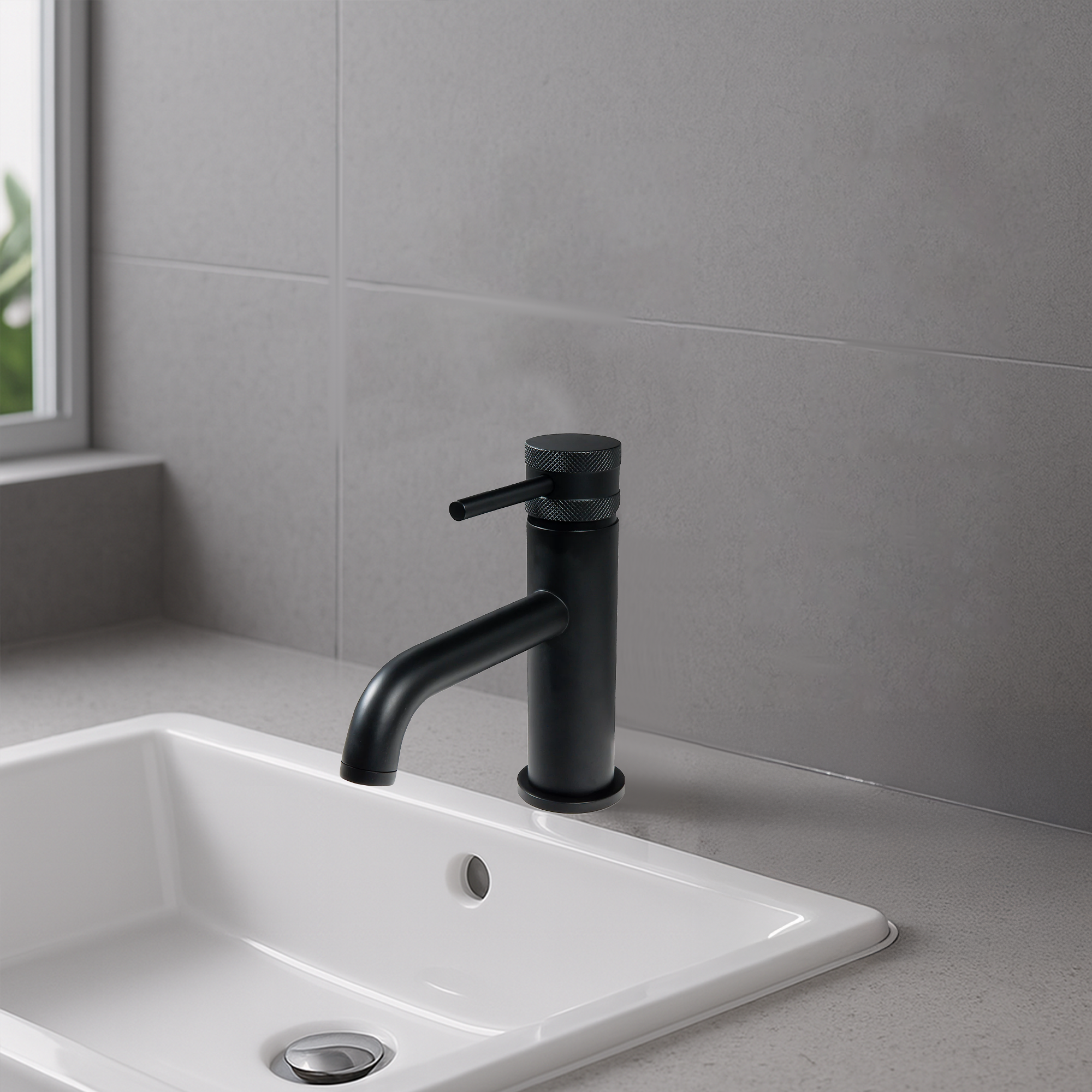 Round Mono Basin Mixer Tap – Matte Black Finish