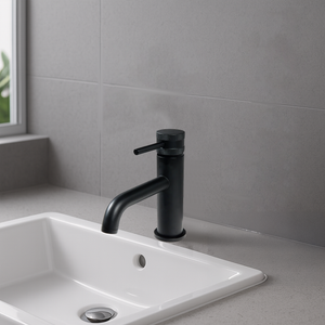 Round Mono Basin Mixer Tap – Matte Black Finish