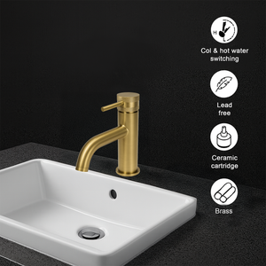 Round Mono Basin Mixer Tap – Brushed Brass Finish