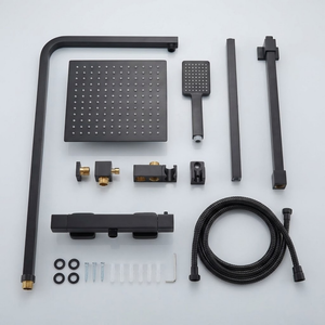 Arko Modern Square Thermostatic Shower – Matt Black