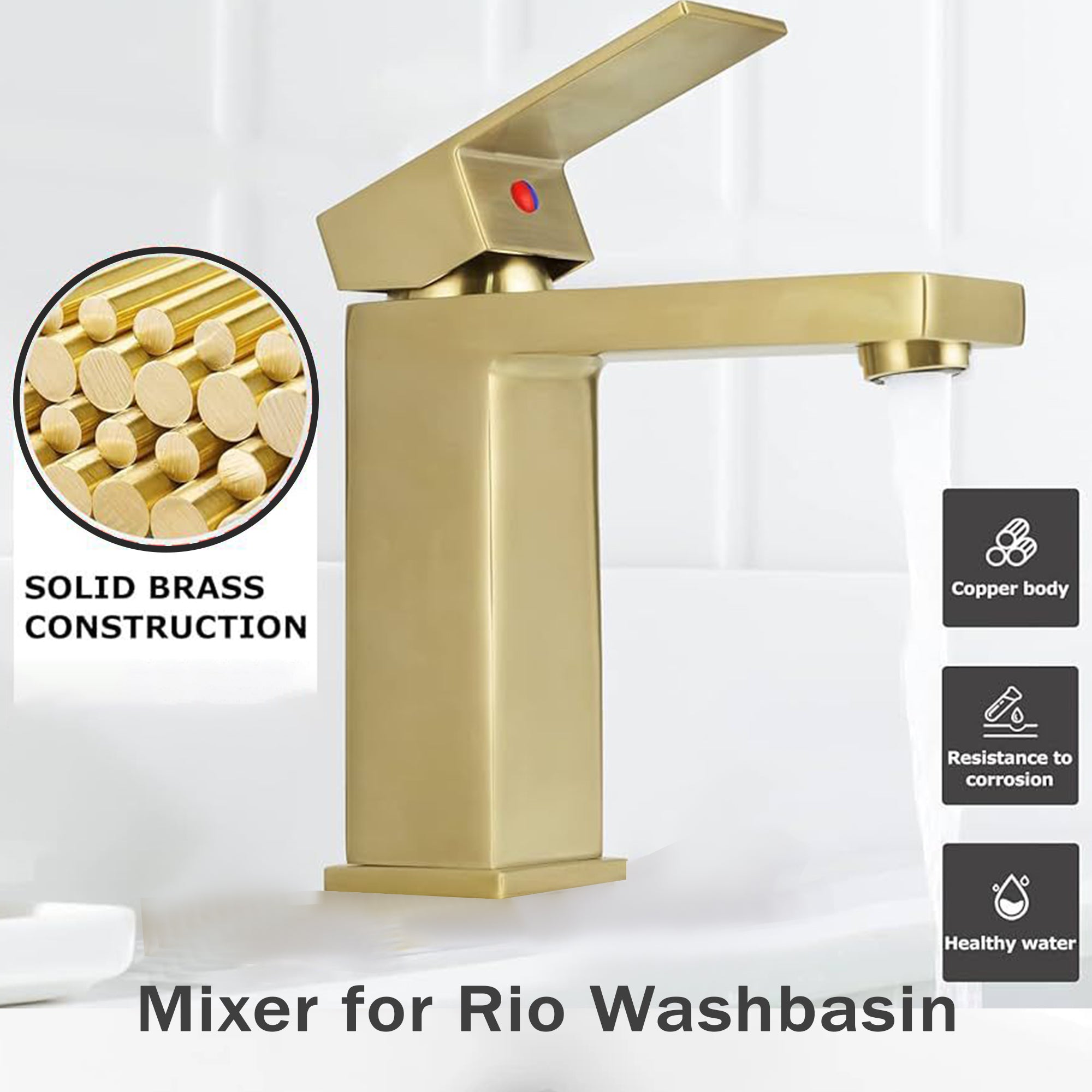 Verda Basin Mixer Tap Brushed Brass
