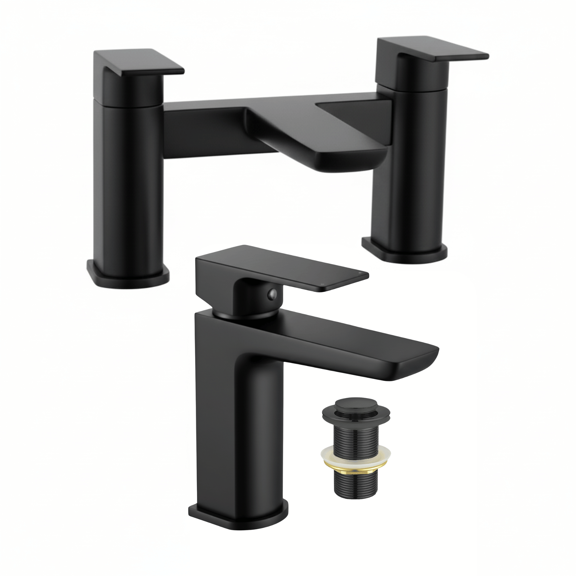ARKO Bath and Basin Tap Set Waterfall Mixer Taps with Pop-Up Waste – Black