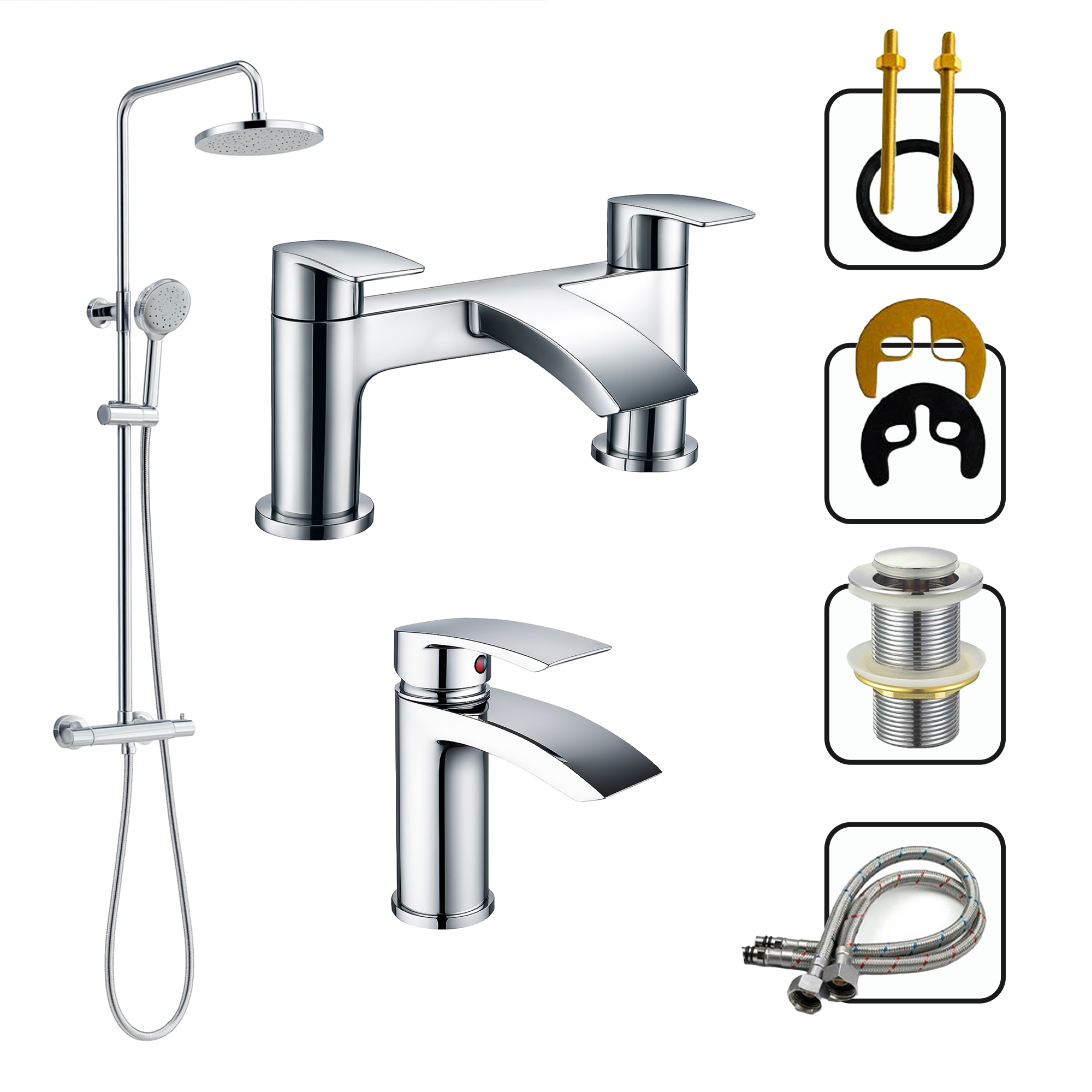 ARKO Capri Bath Filler & Mixer Shower Set - Chrome