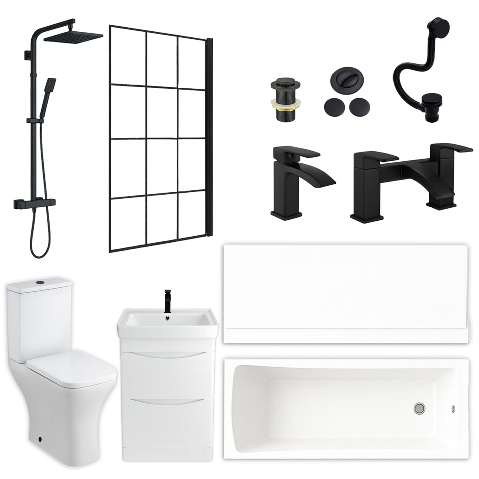 Arko Vista Complete Bathroom Suite -  Black