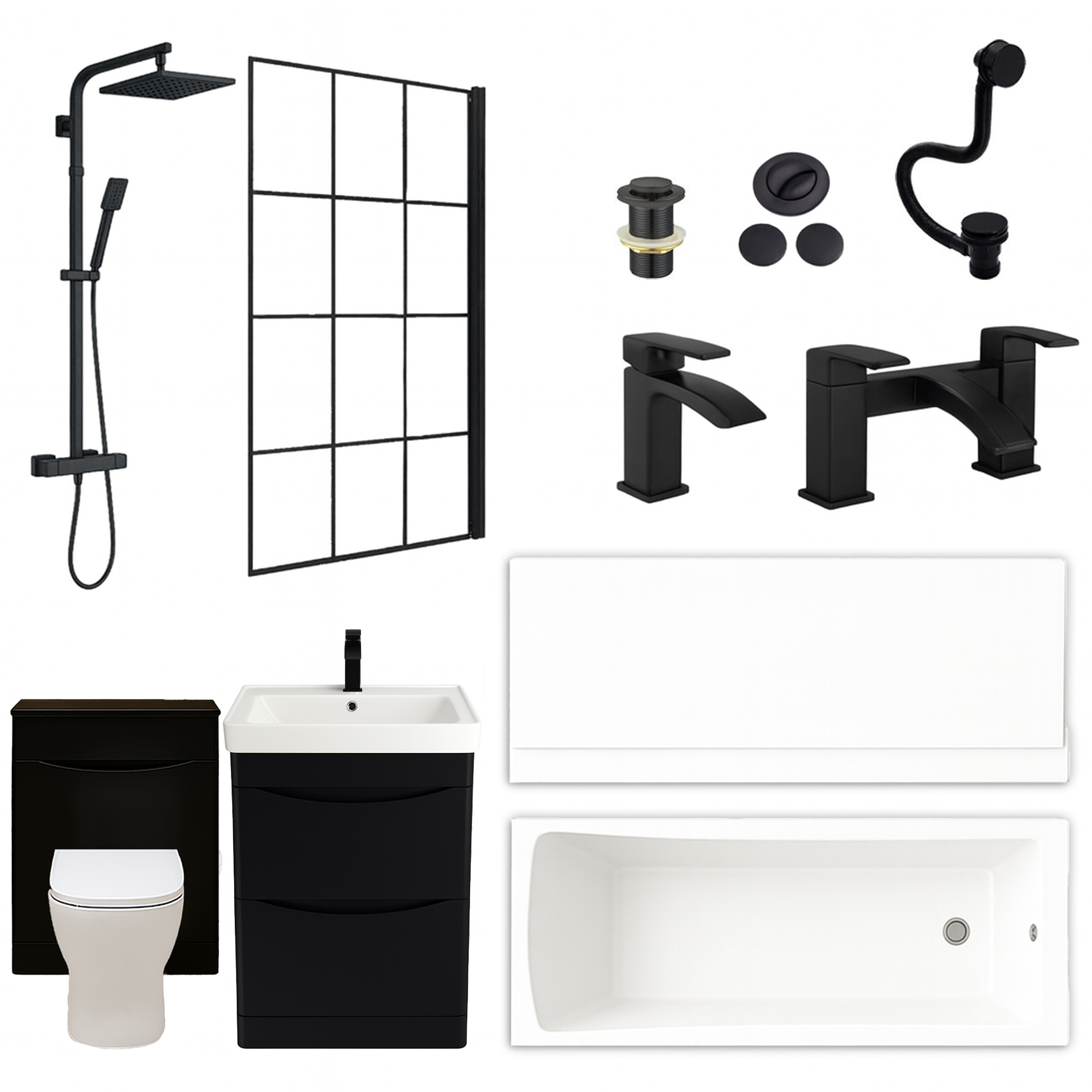 Arko Vista Complete Bathroom Suite -  Black