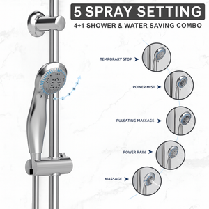 Arko Thermostatic Shower Mixer with Adjustable Riser Kit Exposed Round Shower – Chrome