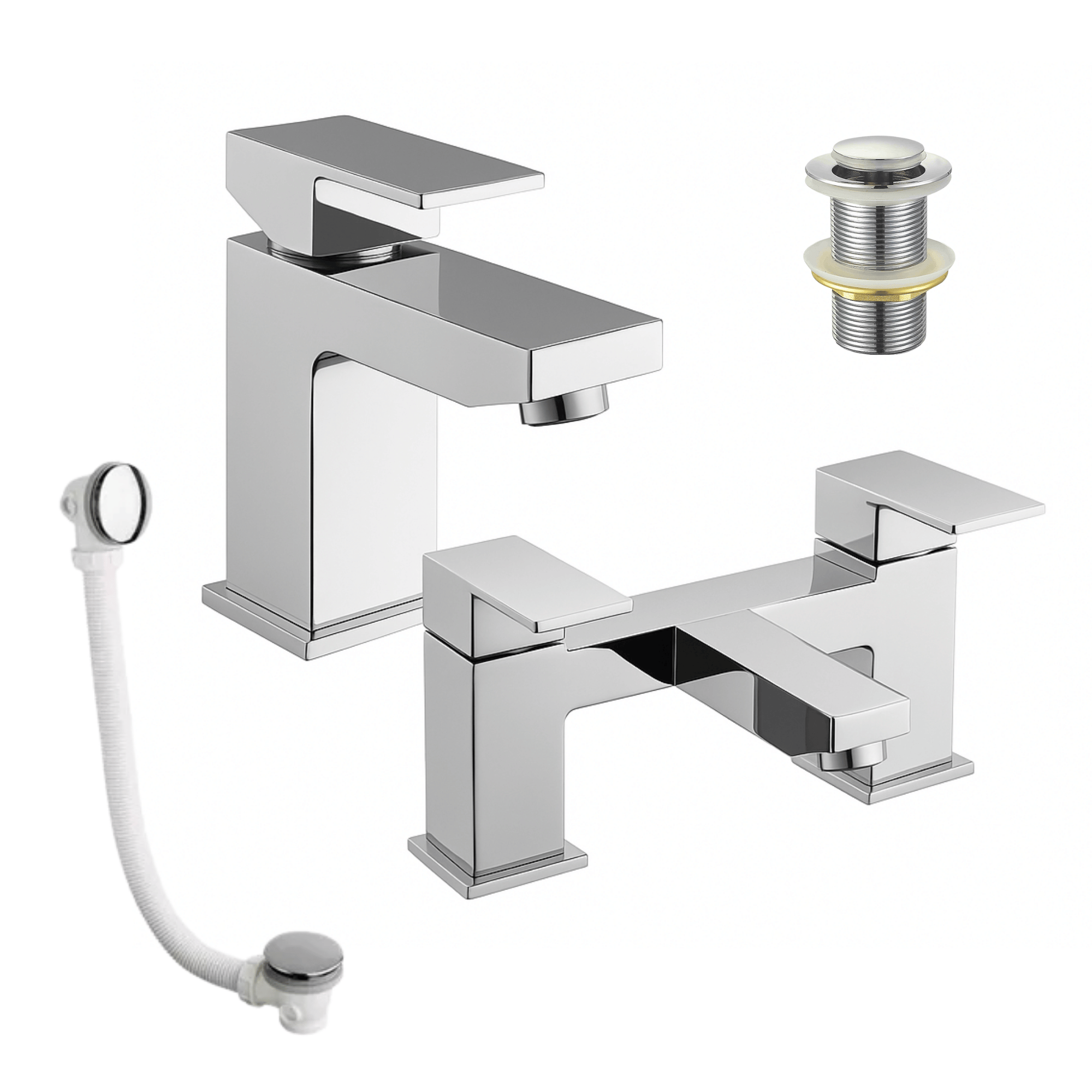 Arko Verda Bath and Basin Mixer Tap with Bath Waste Set - Chrome