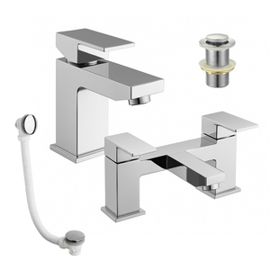Arko Verda Bath and Basin Mixer Tap with Bath Waste Set - Chrome