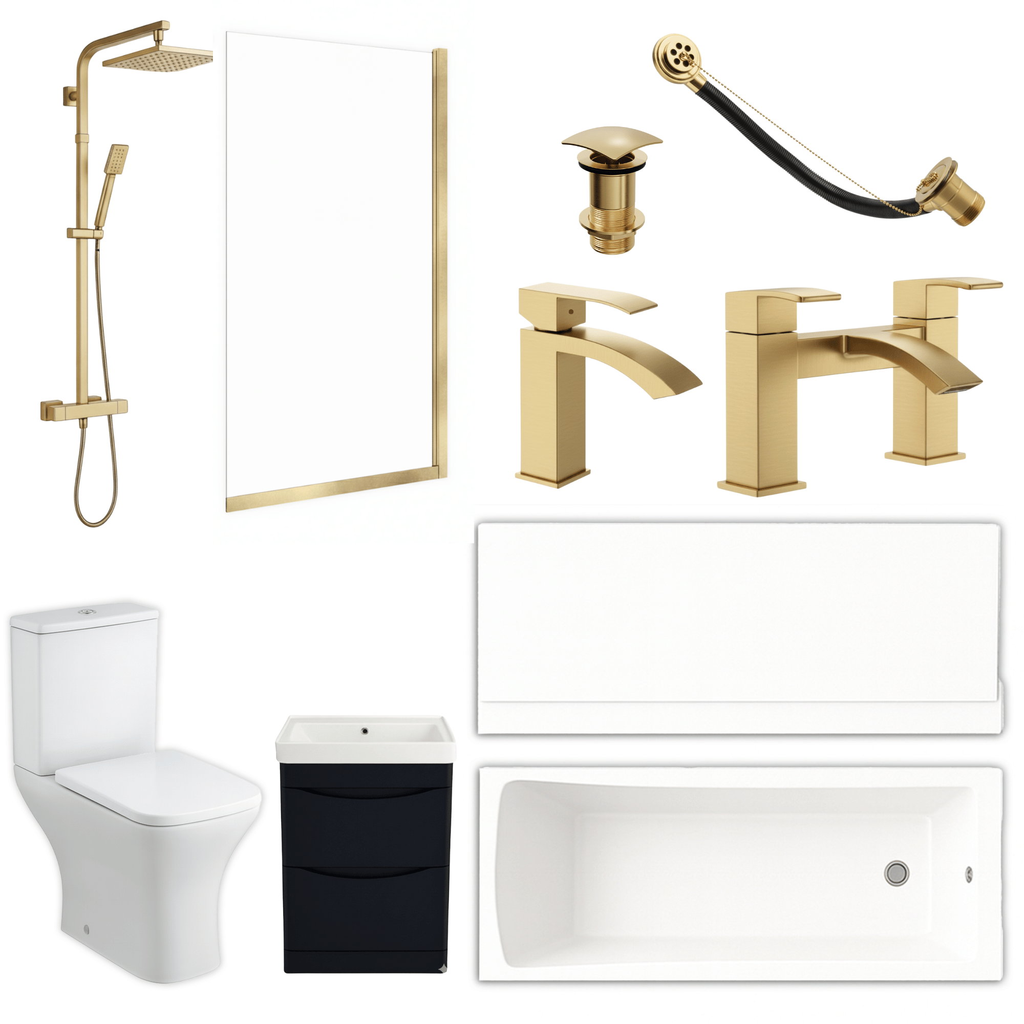 Arko Vista Complete Bathroom Suite -  Brass
