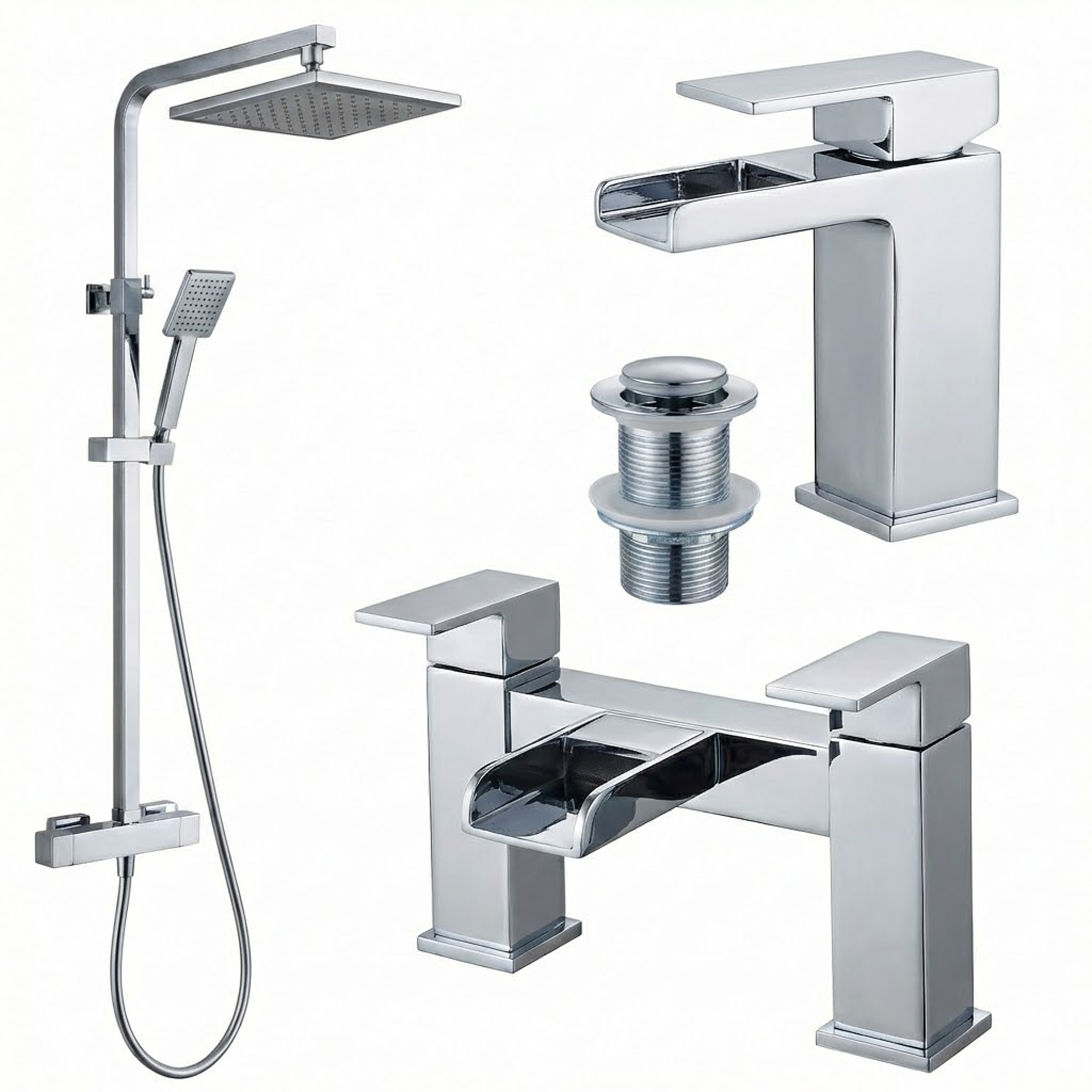 ARKO Waterfall Bath Filler & Mixer Shower Set – Chrome