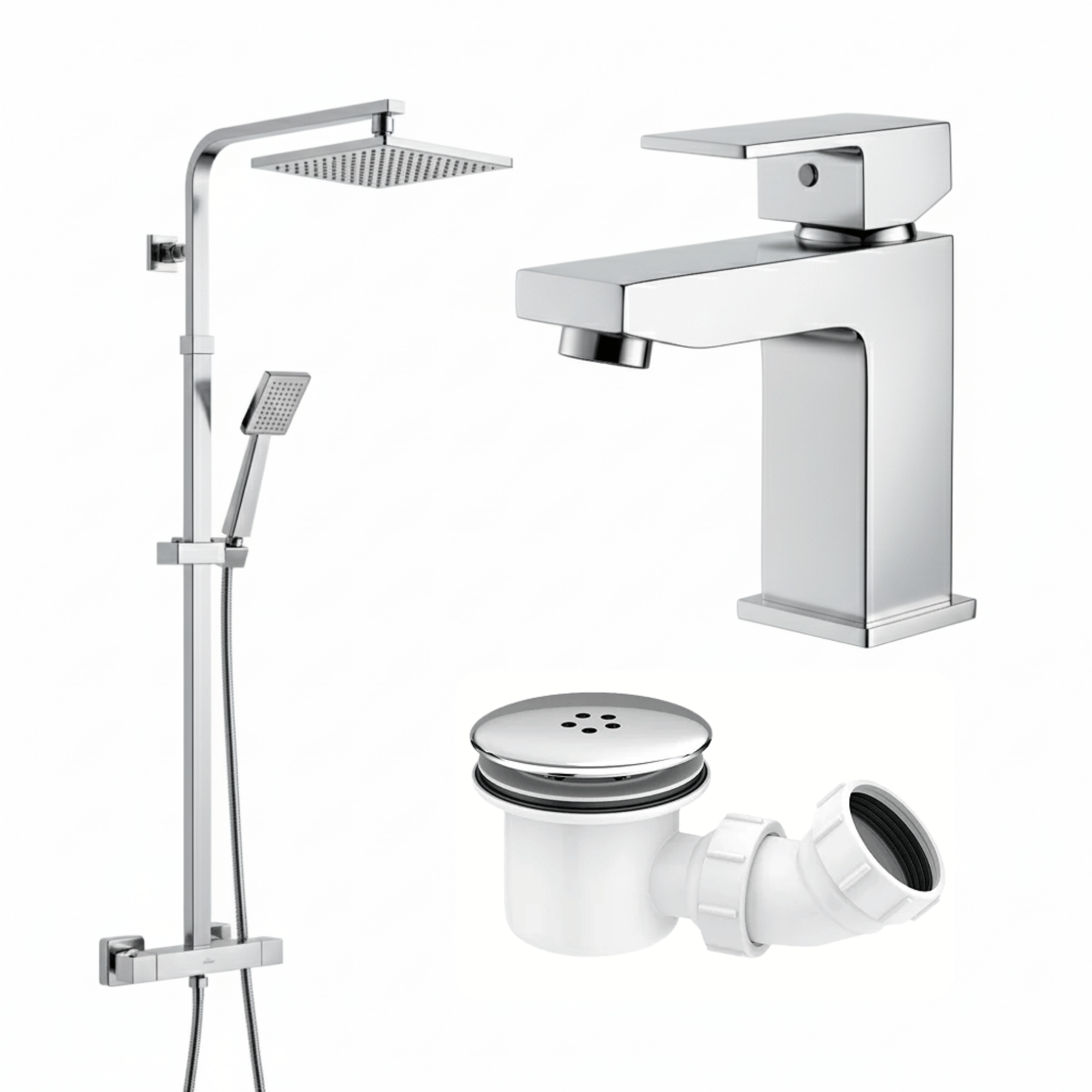 Arko Bathroom Verda Mixer Shower & Basin Mixer Tap Sets with Bath Shower Waste – Chrome