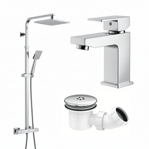 Arko Bathroom Verda Mixer Shower & Basin Mixer Tap Sets with Bath Shower Waste – Chrome