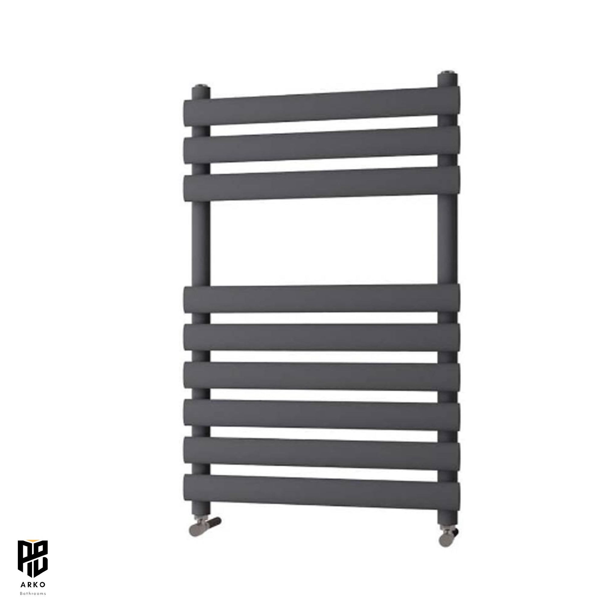 Arko Heated Towel Rail – 500 x 800mm – Straight Bars – Black