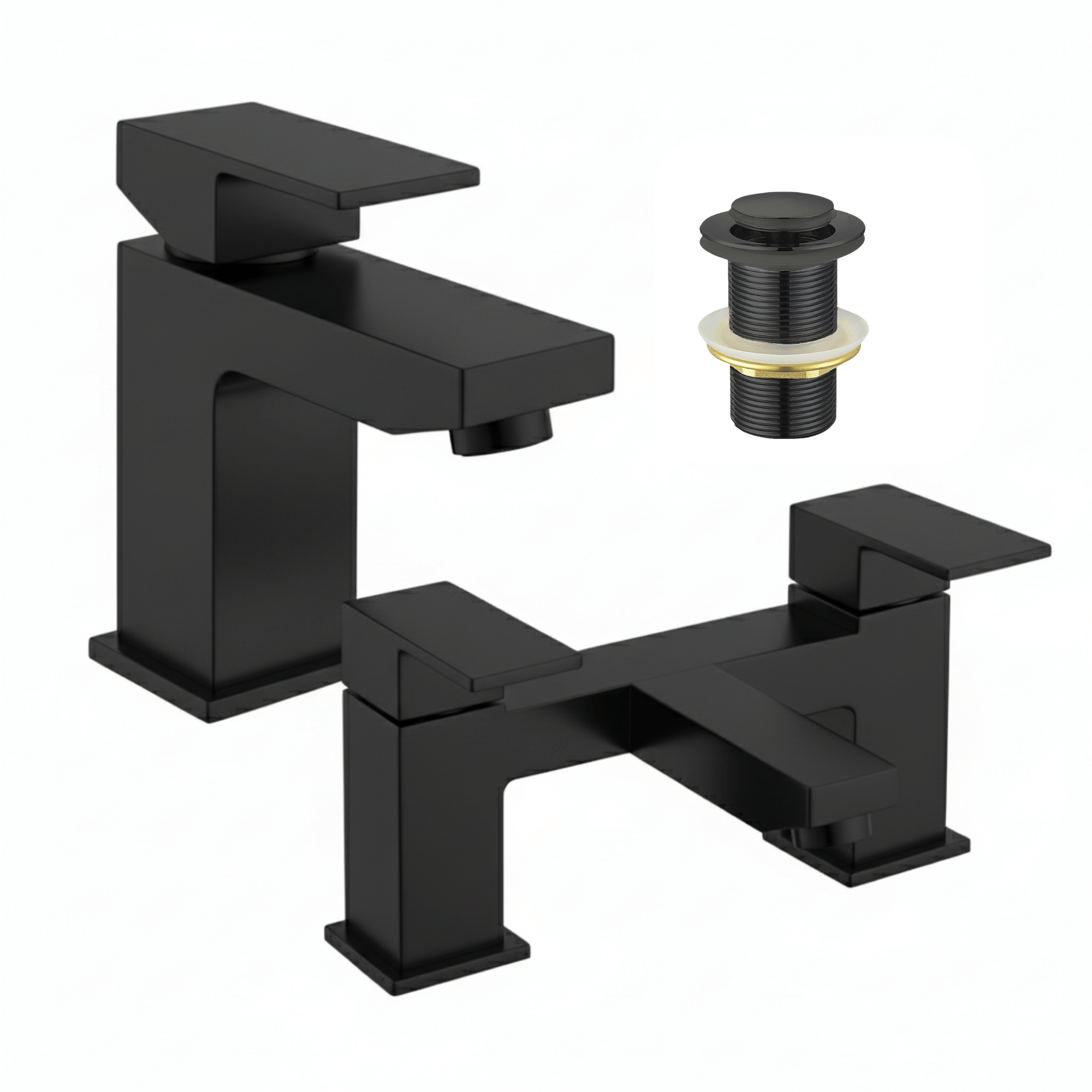 ARKO Verda Brass Bath & Basin Mixer Tap Set – Black