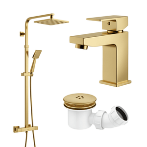 Arko Bathroom Verda Mixer Shower & Basin Mixer Tap Sets with Bath Shower Waste – Brass
