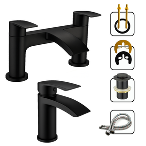 ARKO Capri Bath Tap and Basin Mixer Tap Set - Black