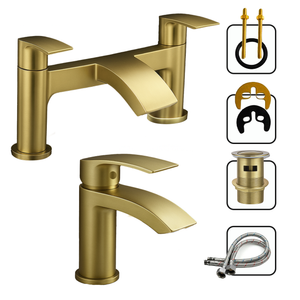 ARKO Capri Brass Bath & Basin Mixer Tap Set – Brass Finish
