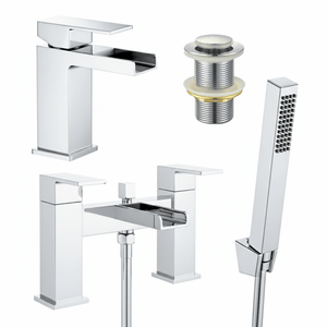 ARKO Waterfall Bath Shower & Basin Mixer Tap Set – Chrome