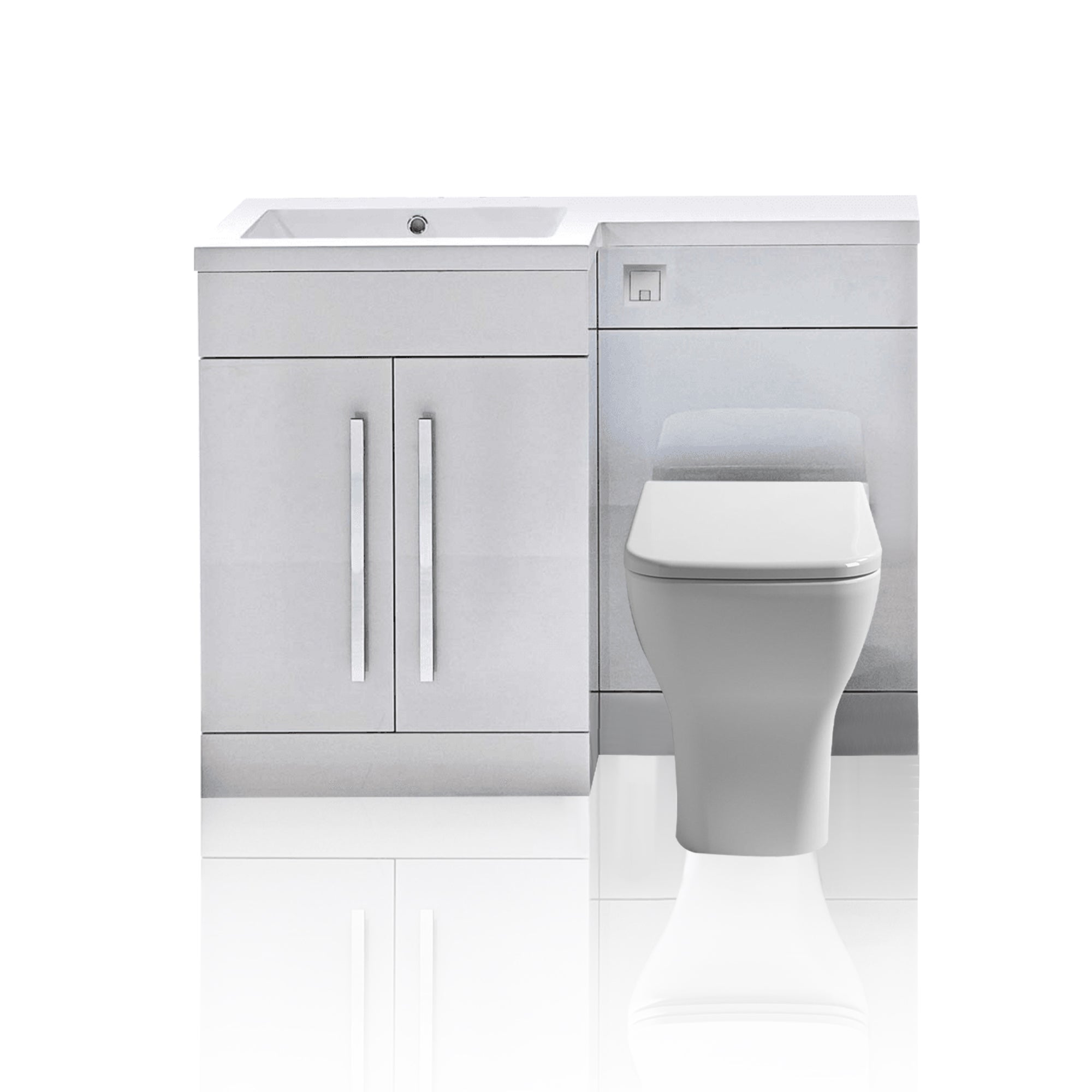 Arko Tana 1100mm Bathroom Vanity Unit Set Basin Sink Toilet WC Right Hand Furniture Storage - White
