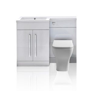 Arko Tana 1100mm Bathroom Vanity Unit Set Basin Sink Toilet WC Right Hand Furniture Storage - White
