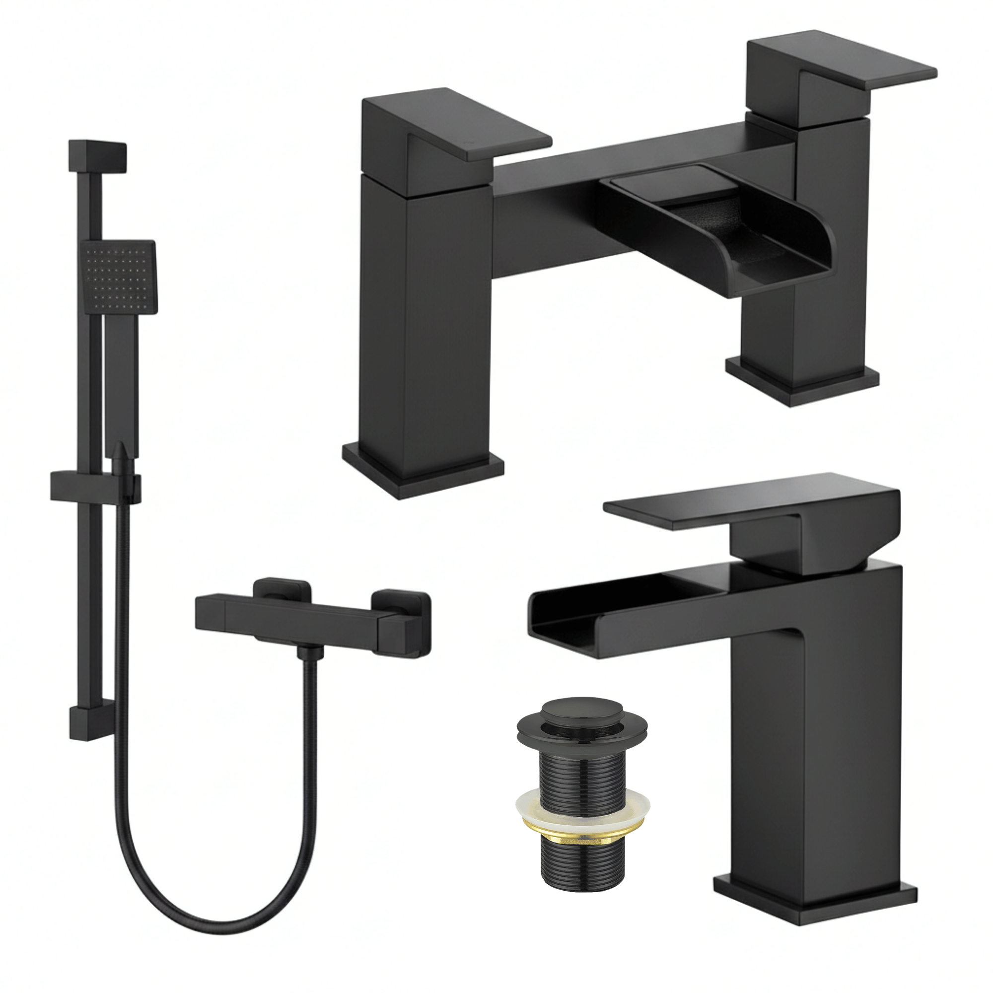 ARKO Waterfall Bath Filler & Hand Shower Set – Black