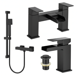ARKO Waterfall Bath Filler & Hand Shower Set – Black