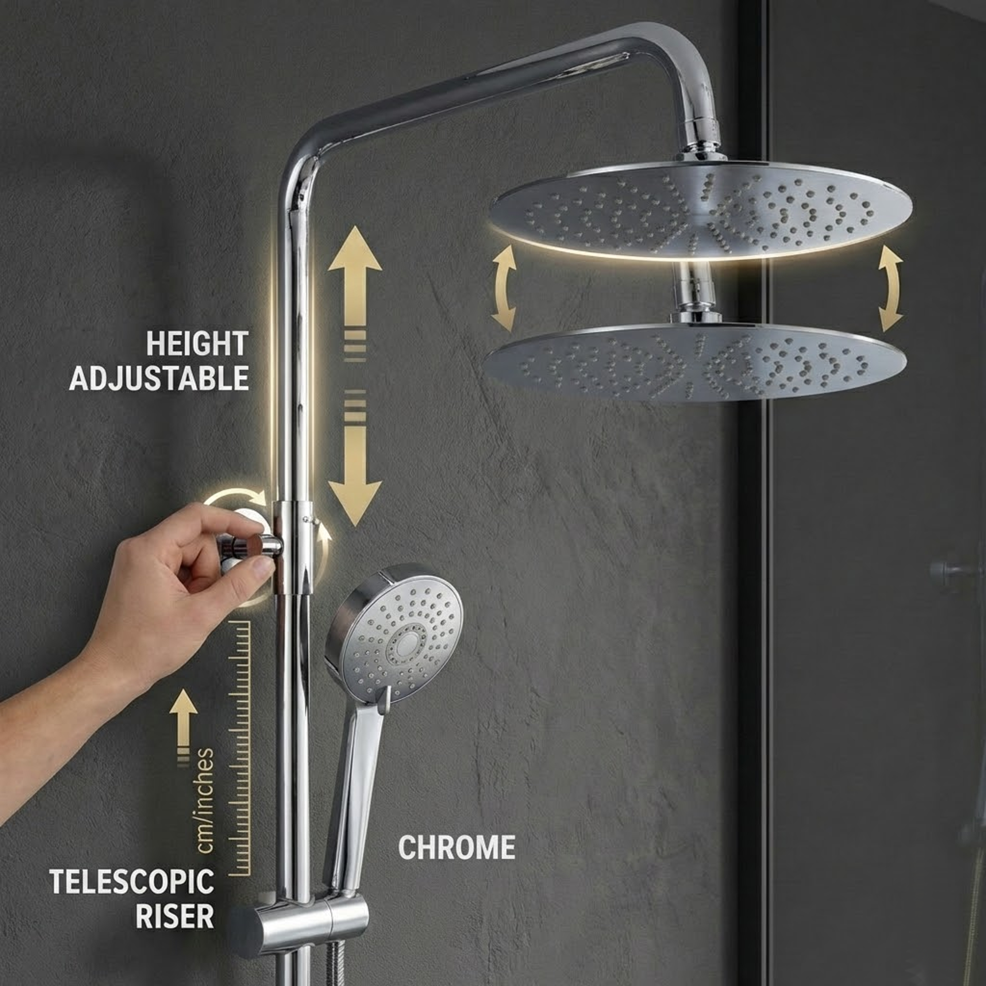 Arko Modern Round Thermostatic Shower with Filler – Chrome
