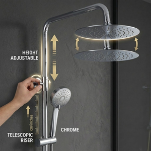 Arko Modern Round Thermostatic Shower with Filler – Chrome