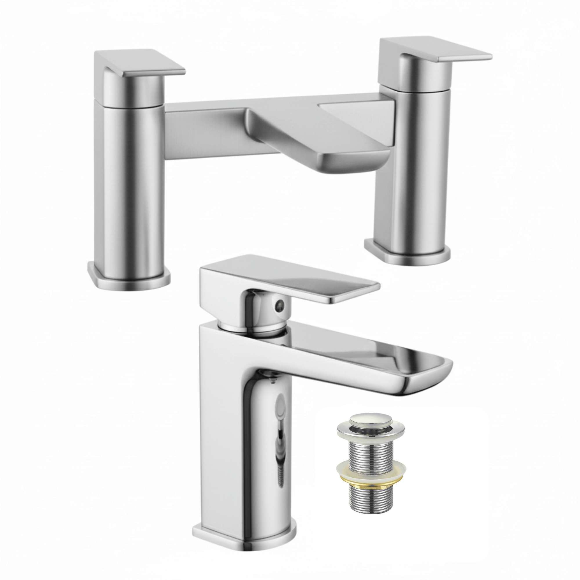 ARKO Bath and Basin Tap Set Waterfall Mixer Taps with Pop-Up Waste – Chrome