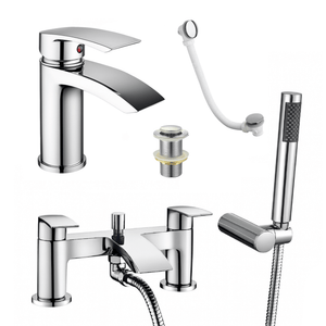 Arko Capri Basin Mixer Tap & Bath Shower Set with Bath Waste – Chrome