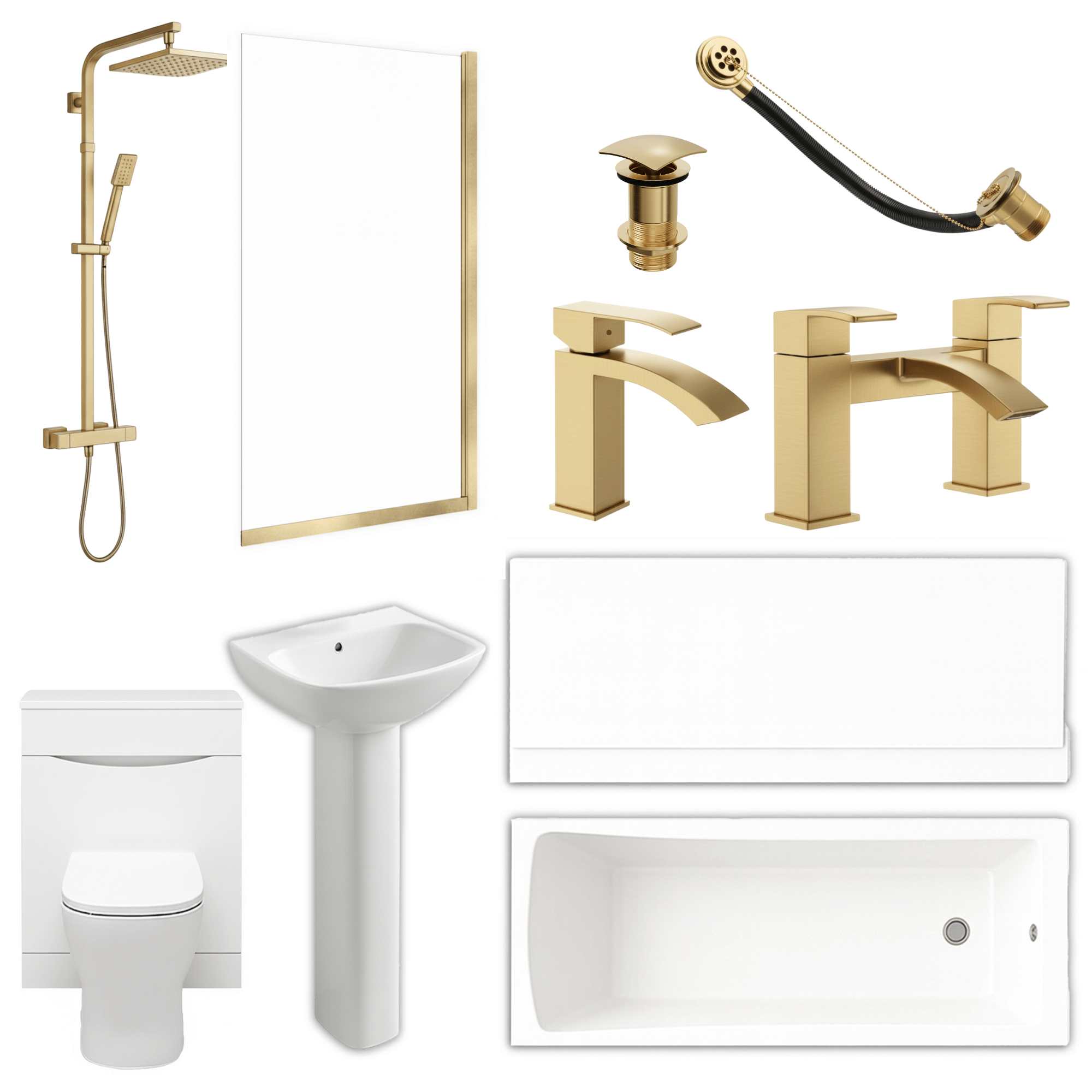 Arko Vista Complete Bathroom Suite -  Brass