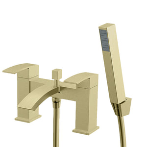 Vista Modern Bath Shower Mixer with Shower Kit – Brushed Brass