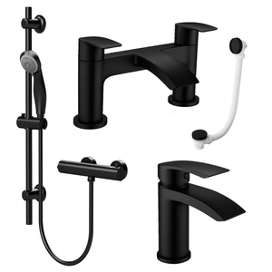 ARKO Capri Basin Mixer Tap, Bath Filler & Handheld Shower Set with Bath Waste – Black
