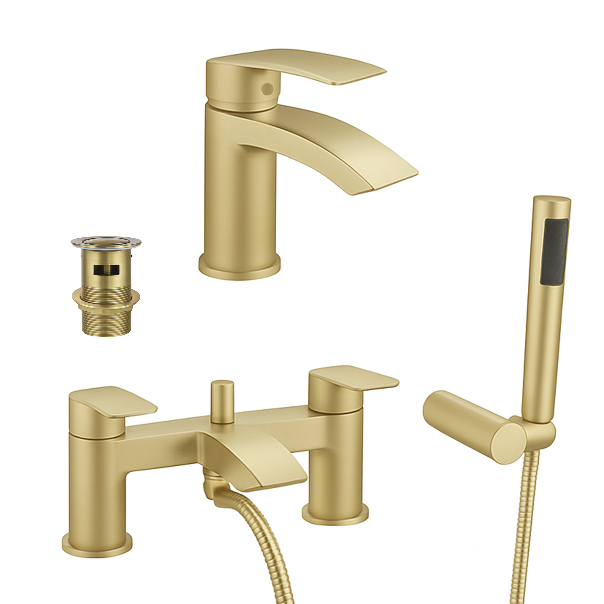 ARKO Capri Bath Shower & Basin Mixer Tap Set – Brass Finish