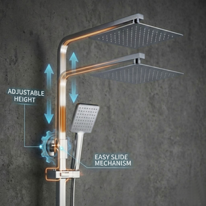 Arko Modern Square Thermostatic Shower  with Filler – Chrome