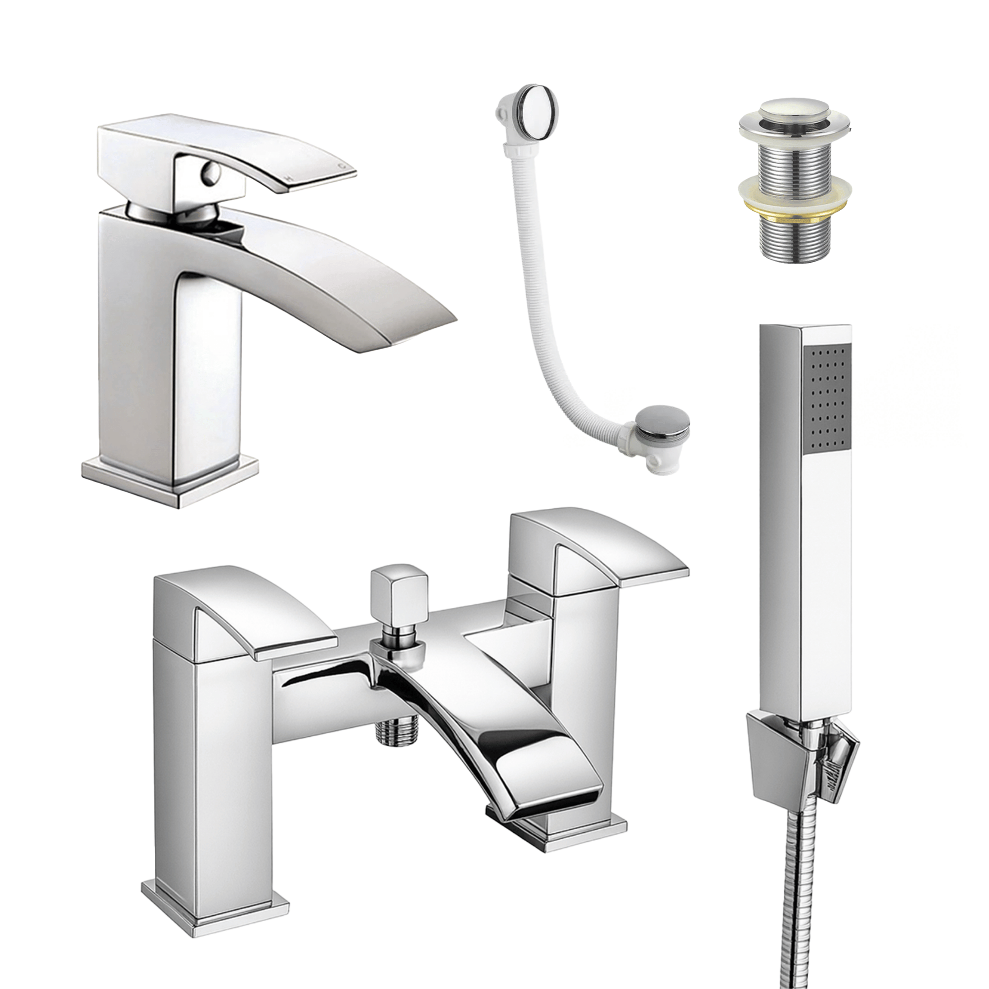 Arko Vista Basin Mixer Tap & Bath Shower Set with Bath Waste – Chrome