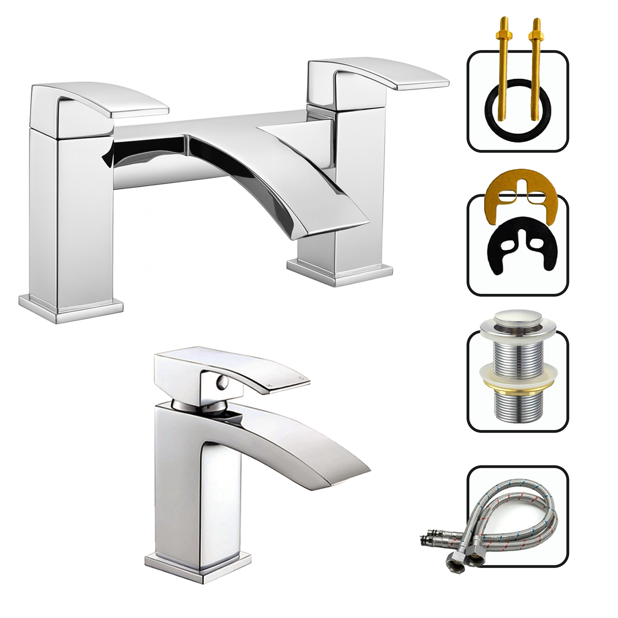 ARKO Vista Bath Tap and Basin Mixer Tap Set - Chrome