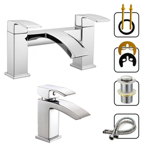 ARKO Vista Bath Tap and Basin Mixer Tap Set - Chrome
