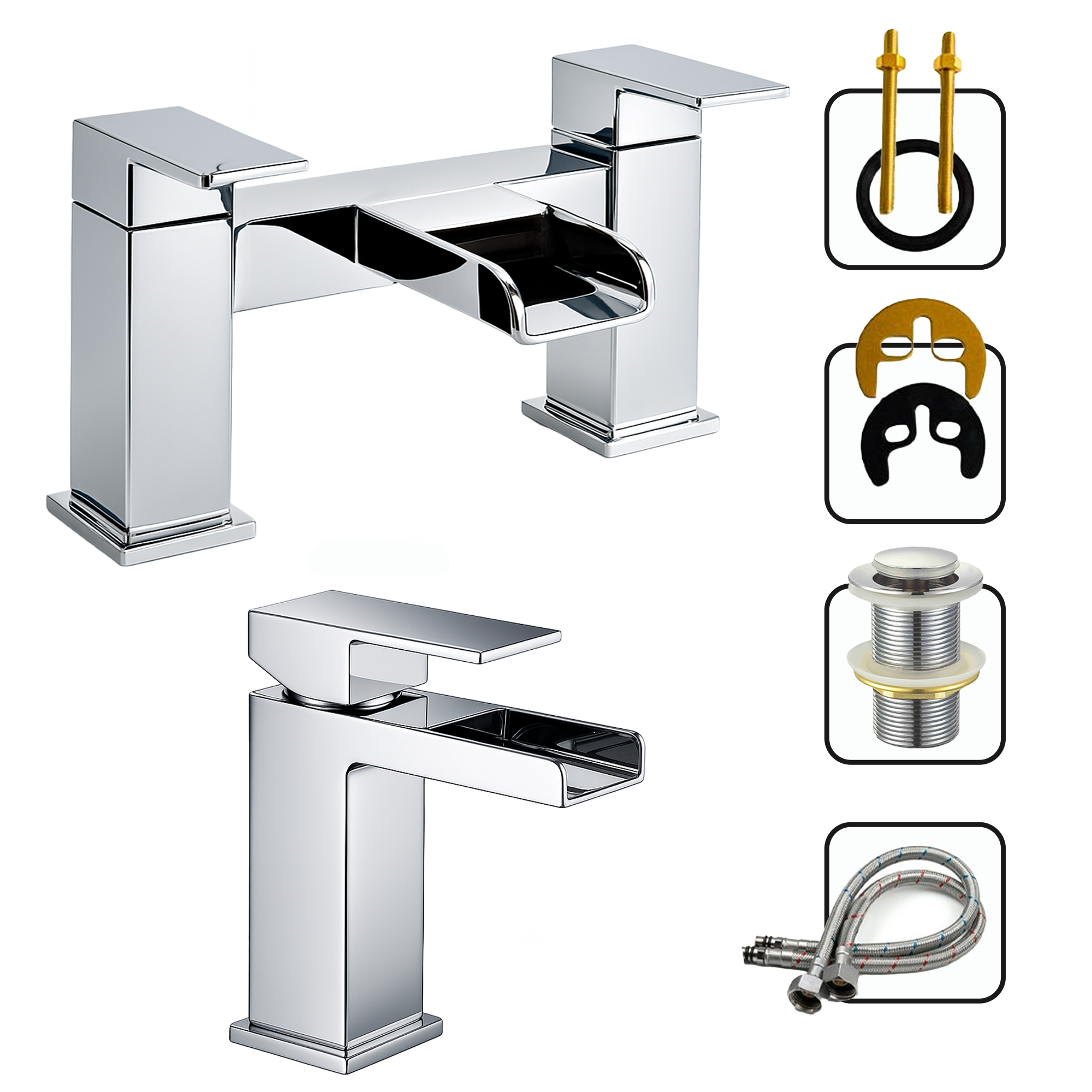 ARKO Waterfall Bath & Basin Mixer Tap Set – Chrome
