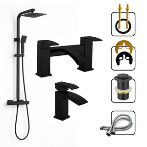 ARKO Vista Bath Filler & Mixer Shower Set – Black