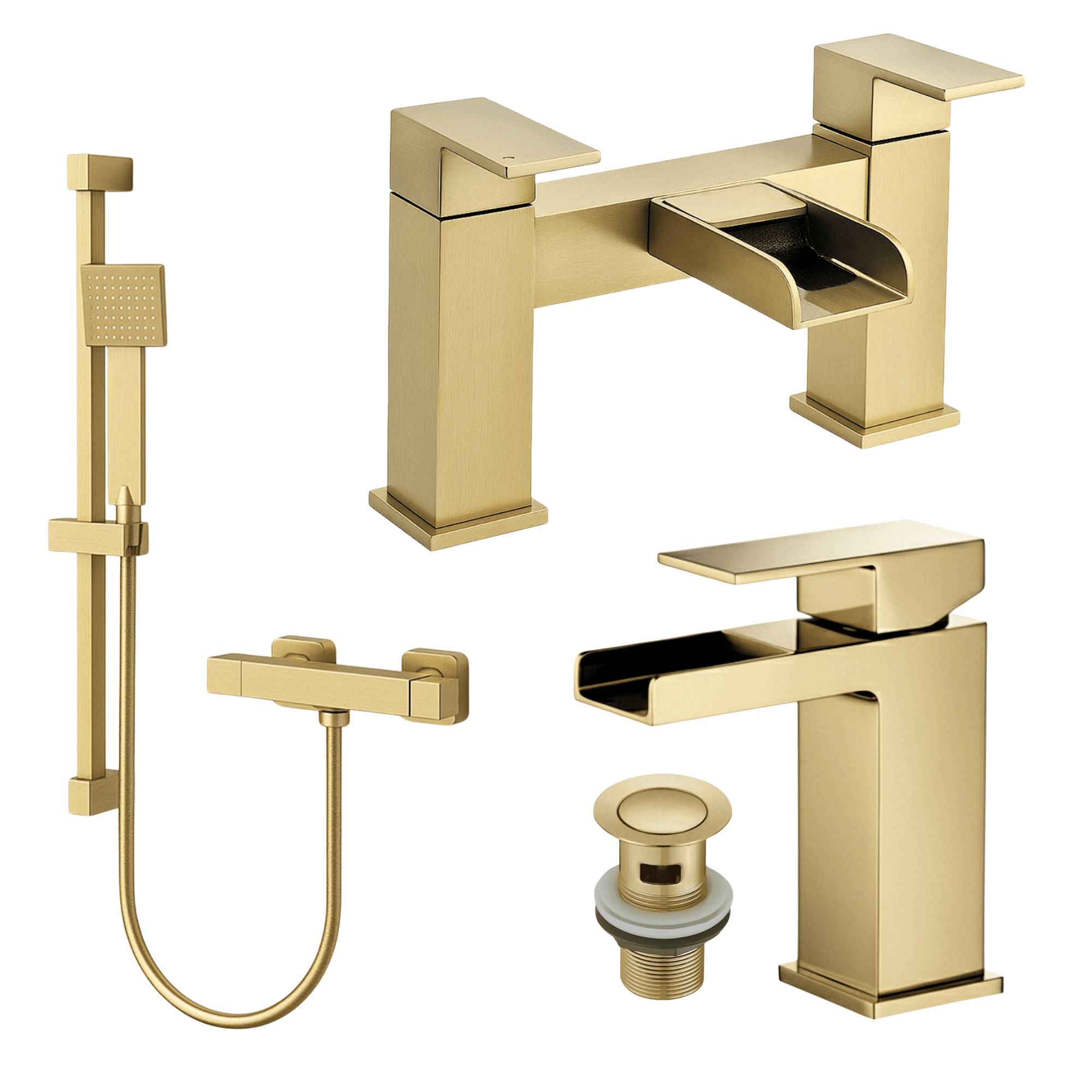 ARKO Waterfall Bath Filler & Hand Shower Set – Brass