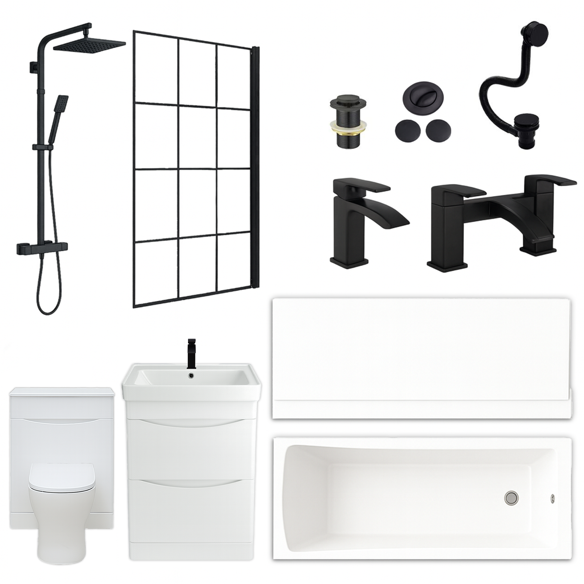 Arko Vista Complete Bathroom Suite -  Black