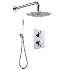 Chrome Round Concealed Thermostatic Shower Pack with Head + Handset