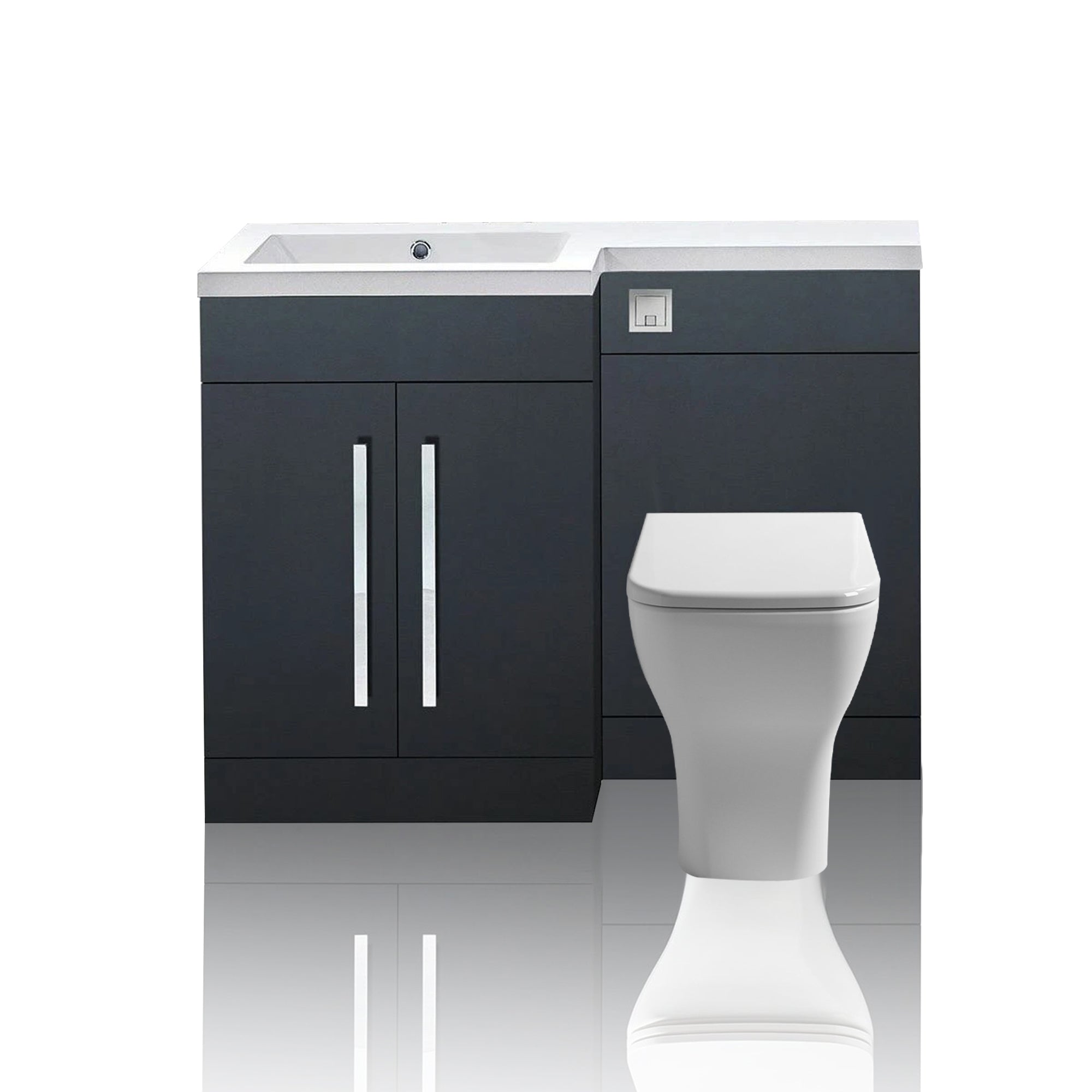 Arko Tana 1100mm Bathroom Vanity Unit Set Basin Sink Toilet WC Right Hand Furniture Storage - Anthracite