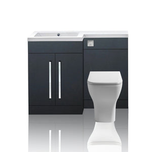 Arko Tana 1100mm Bathroom Vanity Unit Set Basin Sink Toilet WC Right Hand Furniture Storage - Anthracite