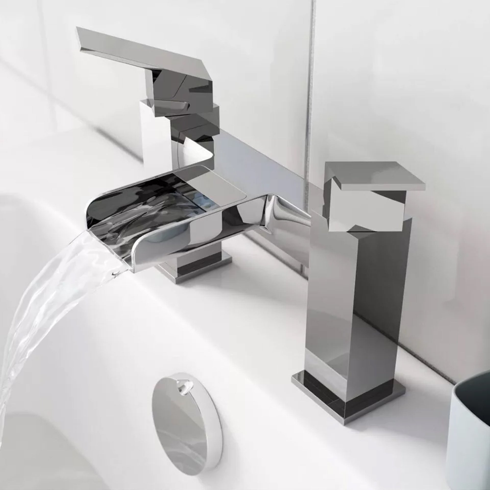 Waterfall Modern Bath Filler Taps – Chrome