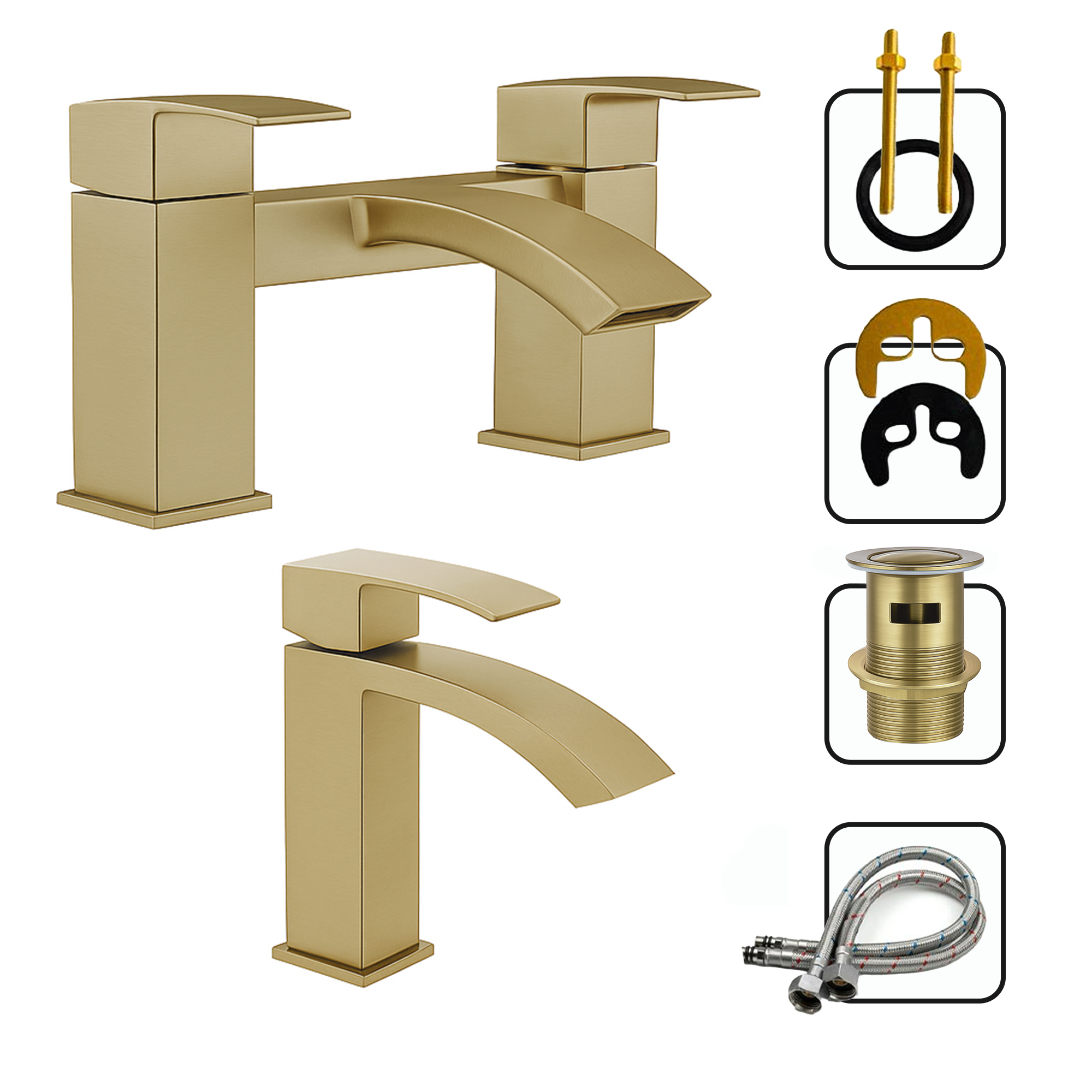 ARKO VISTA Brass Bath & Basin Mixer Tap Set – Brass Finish