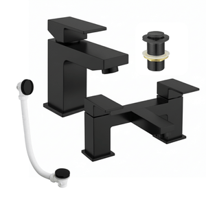 Arko Verda Bath and Basin Mixer Tap with Bath Waste Set - Black