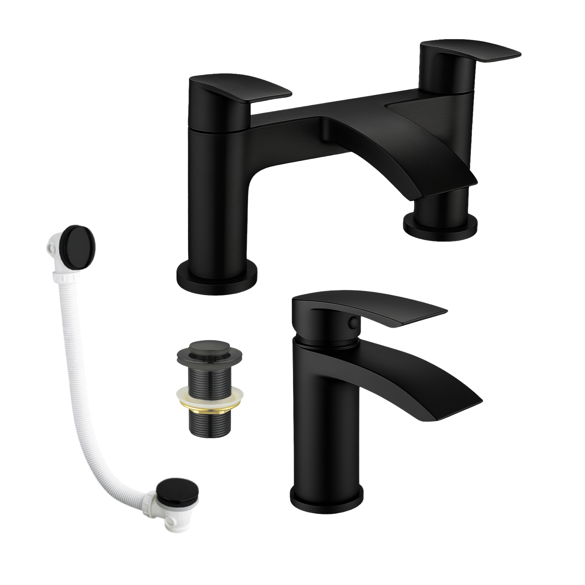 Arko Capri Bath and Basin Mixer Tap with Bath Waste Set - Black