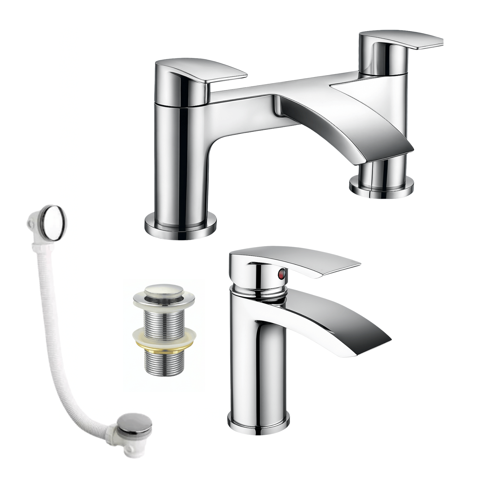 Arko Capri Bath and Basin Mixer Tap with Bath Waste Set - Chrome